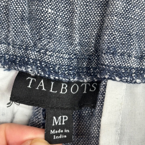 Talbots Linen Cargo Joggers MP Chambray Blue Pockets Pull On Lightweight Beach - Picture 8 of 13